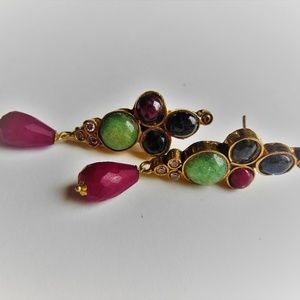Ruby Kynaite Tourmaline Agate Studs